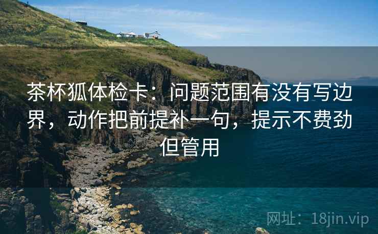 茶杯狐体检卡:问题范围有没有写边界,动作把前提补一句,提示不费劲但管用 茶杯狐体检卡:问题范围有没有写边界,动作把前提补一句,提示不费劲但管用
